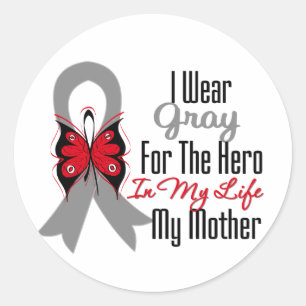 Brain Cancer Ribbon Hero Mijn moeder Ronde Sticker