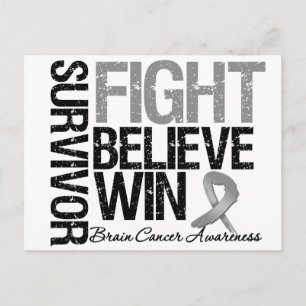 Brain Cancer Survivor Fight Believe Win Motto Briefkaart
