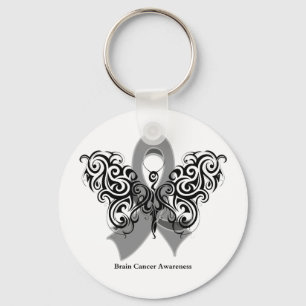 Brain Cancer Tribal Butterfly Ribbon Sleutelhanger