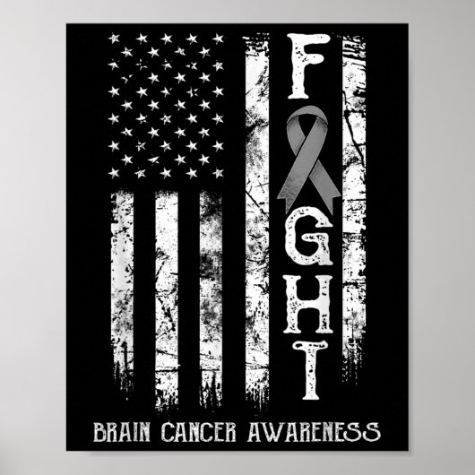 Brain Cancer Warrior Amerikaanse vlag Poster (Voorkant)