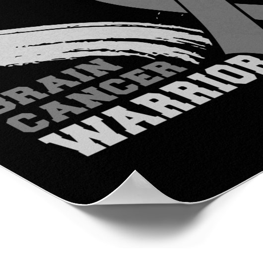 Brain Cancer Warrior Brain Tumor Grey Ribbon Poster (Hoek)