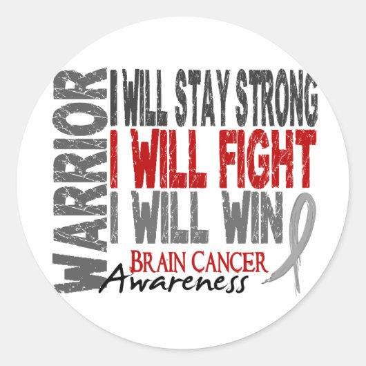 Brain Cancer Warrior Ronde Sticker (Voorkant)