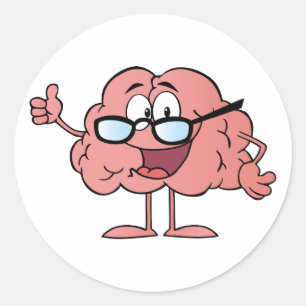 Brain Cartoon Karakter Het geven van De Duimen Omh Ronde Sticker