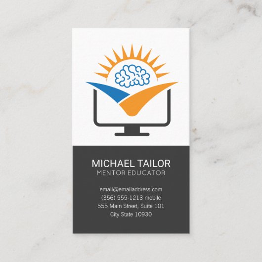 Brain Computer Logo | Online onderwijs Visitekaartje (Voorkant)