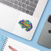 Brain Custom-Cut Vinyl Sticker (Ordinateur portable avec iPhone)