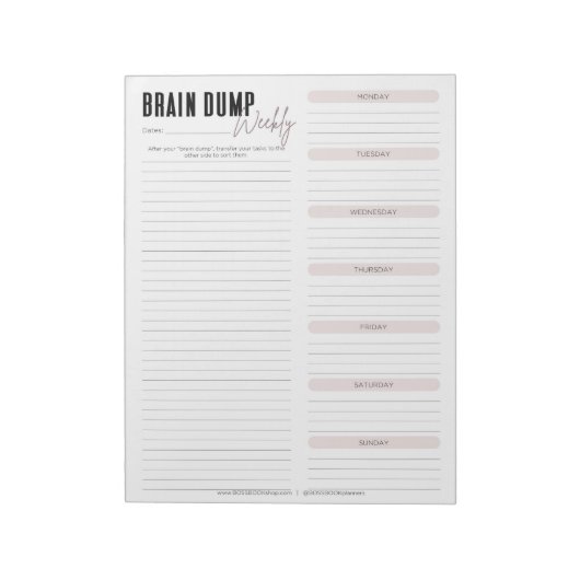 BRAIN DUMP | Blush Weekly Notitieblok (Gedraaid)