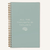 Brain Dump Thoughts Personalized Name Minimal Sage Notitieboek (Voorkant)