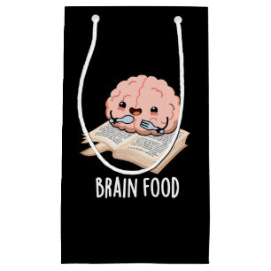 Brain Food Funny Anatomy Pun Dark BG Klein Cadeauzakje