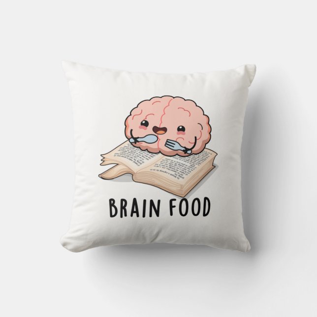 Brain Food Grappige Anatomie Pun Kussen (Voorkant)