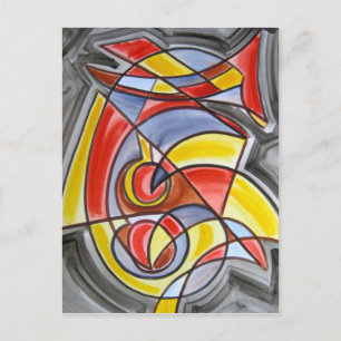 Brain Freeze-Moderne kunst kleurrijk handbeschilde Briefkaart