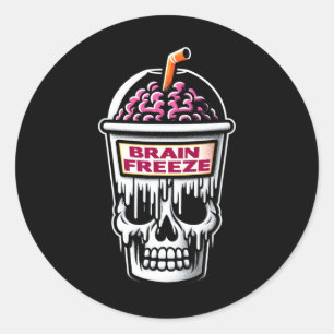 Brain Freeze Schedel Spooky Halloween Drink Ontwer Ronde Sticker