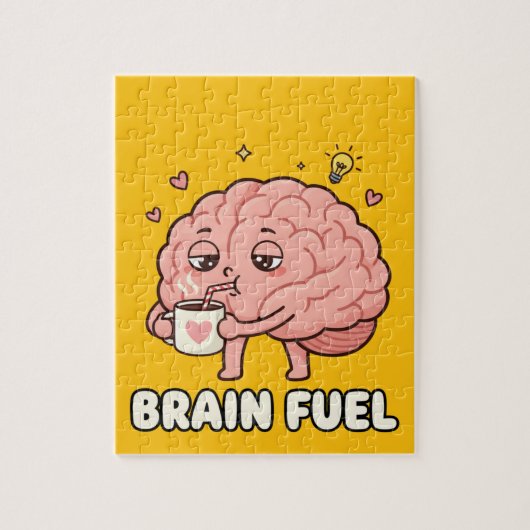 Brain Fuel: Morning Coffee Motivation Cartoon Legpuzzel (Verticaal)