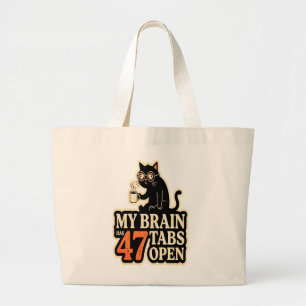 “Brain Laden… Even Geduld” أ Grote Tote Bag