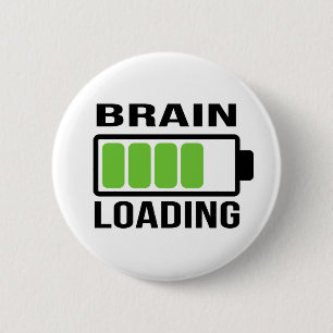 Brain Loading Bar Funny Ronde Button 5,7 Cm