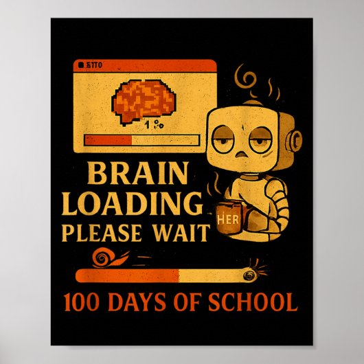 Brain Loading Please Wait – Funny 100 Days Of Scho Poster (Voorkant)