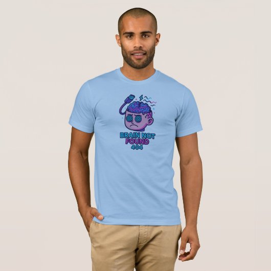 Brain Not Found – WiFi Error Head T-shirt (Voorkant volledig)