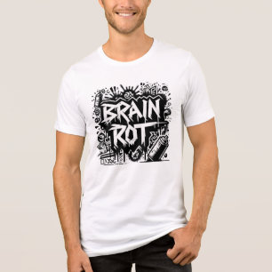 Brain Rot Graffiti   Zwart-wit street art Tri-Blend Shirt