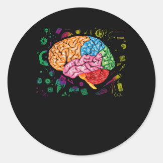 Brain Science And Art Neuroscience Neurologist Ronde Sticker