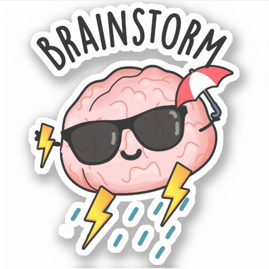 Brain Storm Funny Weather Pun Sticker (Voorkant)