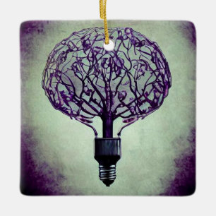Brain Tree Lightbulb Keramisch Ornament