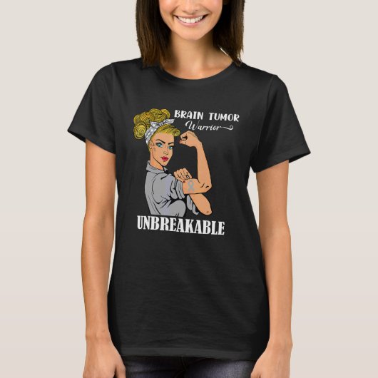 Brain Tumor Awareness Warrior Unbreakable Survianc T-shirt (Voorkant)