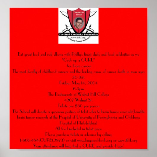 Brain Tumor Benefit Poster (Voorkant)