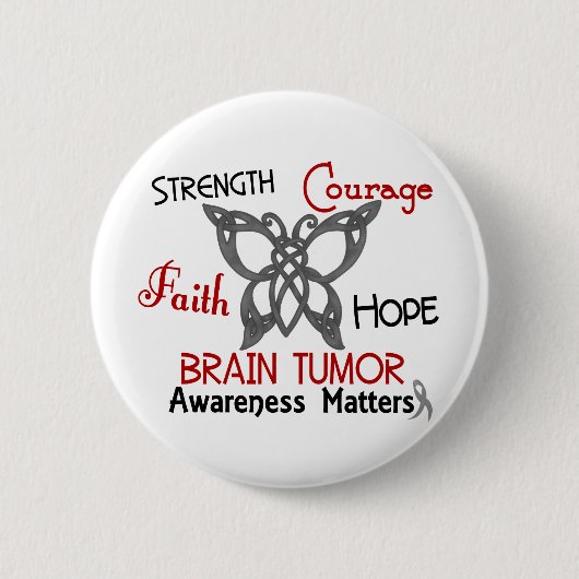 Brain Tumor Celtic Butterfly 3 Ronde Button 5,7 Cm (Voorkant)