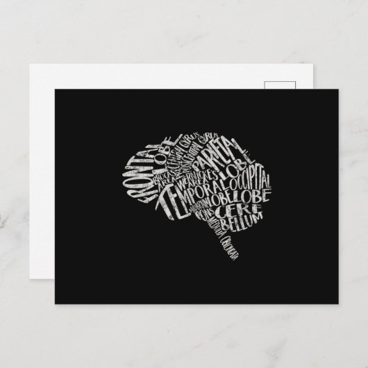 Brain Typografie RN Neurowetenschap Briefkaart (Voorkant / Achterkant)