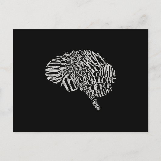 Brain Typografie RN Neurowetenschap Briefkaart (Voorkant)