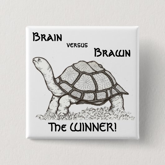 Brain vs. Brawn Badge Vierkante Button 5,1 Cm (Voorkant)
