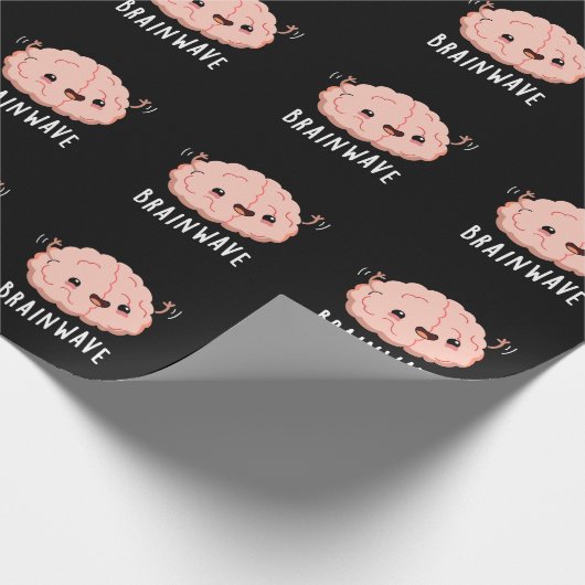 Brain Wave Funny Anatomy Pun Dark BG Cadeaupapier (Hoek)