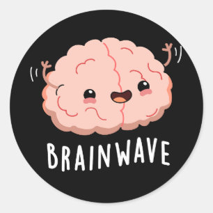 Brain Wave Funny Anatomy Pun Dark BG Ronde Sticker