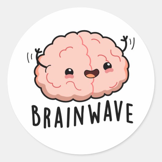 Brain Wave Funny Anatomy Pun Ronde Sticker (Voorkant)