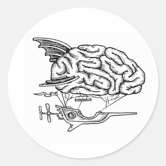 Brain Zeppelin Sticker (wit) (Voorkant)