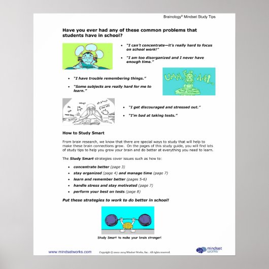Brainology® Poster 2: Common Student Chalenges (Voorkant)