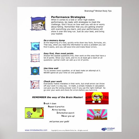 Brainology® Poster 8: prestatiestrategieën (Voorkant)