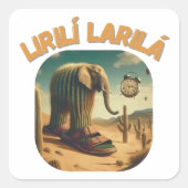 BrainRots Lirili Larila-Elephant with Cactus Bod Vierkante Sticker (Voorkant)