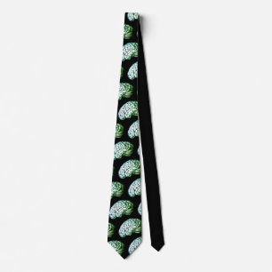 Brains Afdrukken Zombie Green & Black Necktie Stropdas