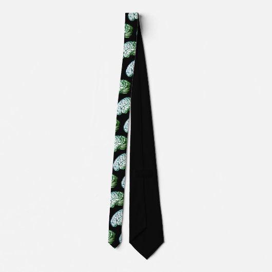 Brains Afdrukken Zombie Green & Black Necktie Stropdas (Achterkant)