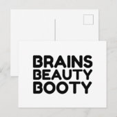 BRAINS BEAUTY BOOTY FUNNY QUOTES BRIEFKAART (Voorkant / Achterkant)