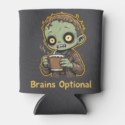 Brains Optional Zombie Coffee Funny Cute Undead Blikjeskoeler (Voorkant)