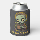 Brains Optional Zombie Coffee Funny Cute Undead Blikjeskoeler (Blikje Achterkant)