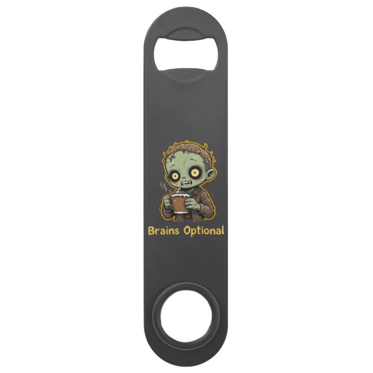 Brains Optional Zombie Coffee Funny Cute Undead  Speed Flessenopener (Achterkant)