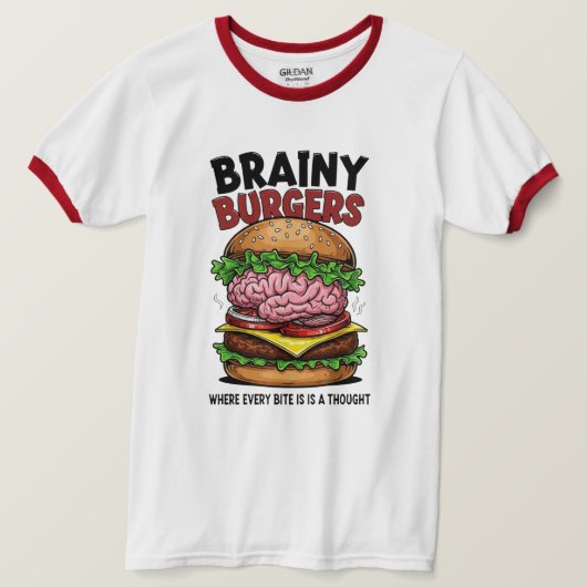 Brainy Burgers Ringer T-Shirt (Design devant)