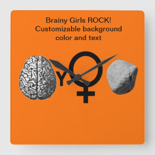 Brainy Girls Rock! Vierkante Klok