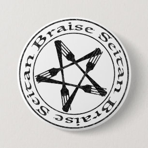 Braise Seitan Vegan Pentagram (dark version) Ronde Button 7,6 Cm