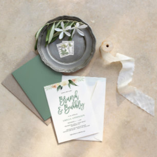 Braken en bubbelgroen en perzikkleurige waterverf 