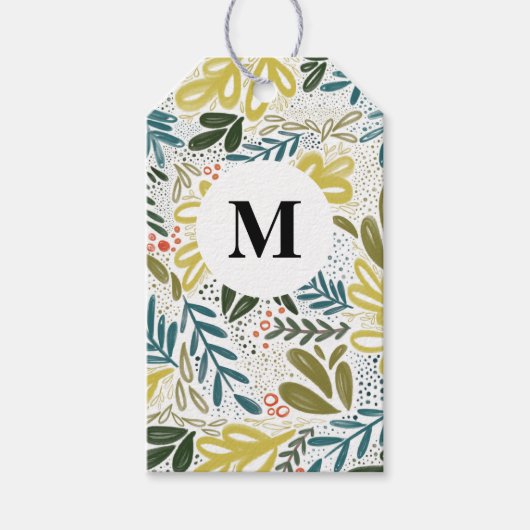 Bramble | Festive Botanical Monogram Cadeaulabel (Voorkant)