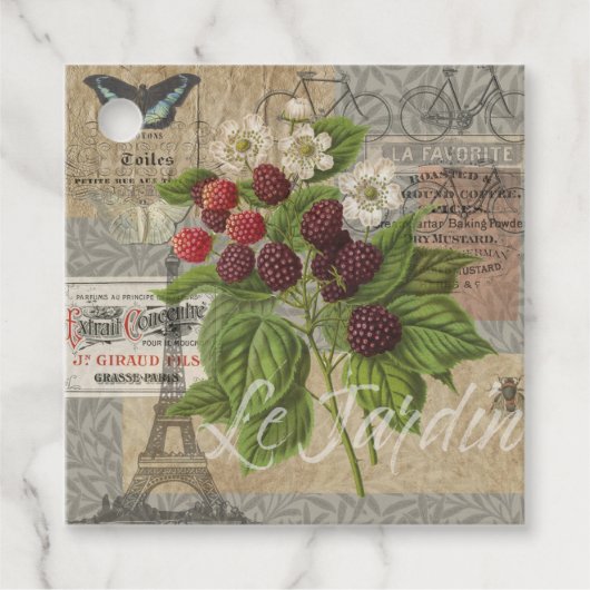  bramen & Franse Ephemera Art Collage Bedankjes Labels (Voorkant)