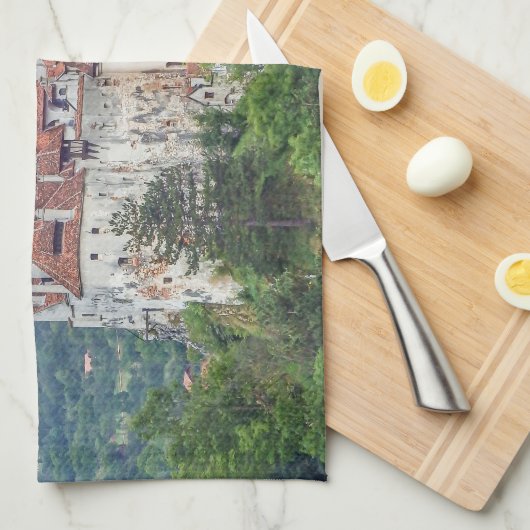 Bran Castle vue panoramique serviette à thé (Quart Plié)